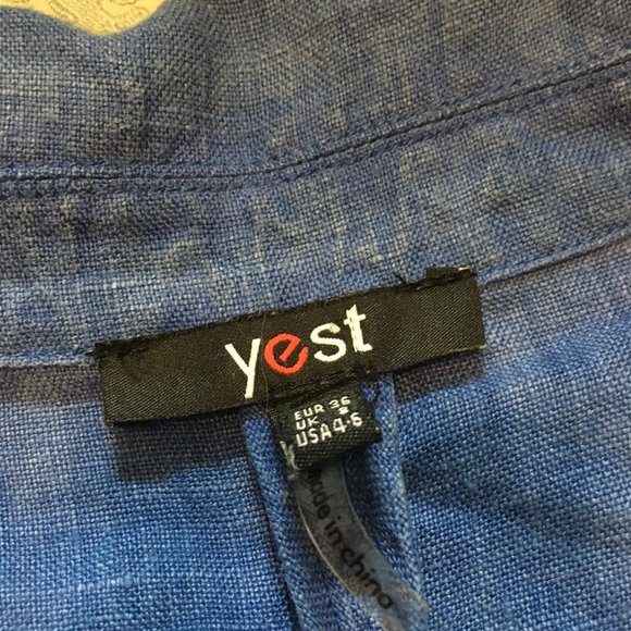 Netherlands True Blue Cropped 100% Linen Blazer - Picture 11 of 12